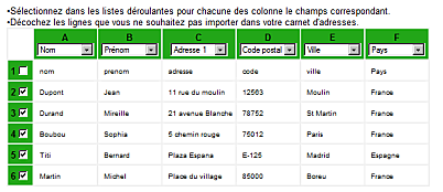 chargement et configuration du fichier adresses de remerciement de mariage