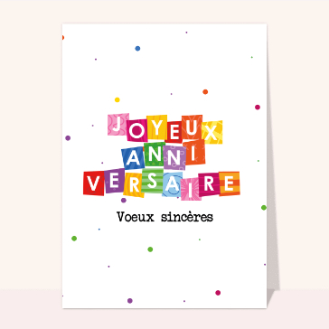 Carte anniversaire : Joyeux anniversaire et carrés colorés