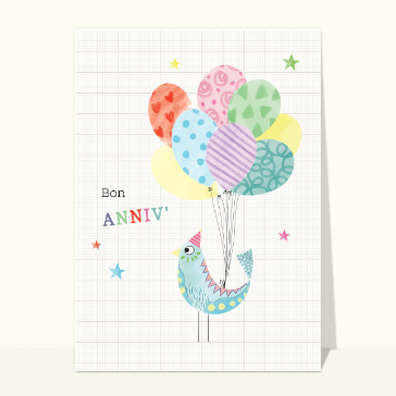 Carte anniversaire : Drôle d'oiseau d'anniversaire sur un cahier