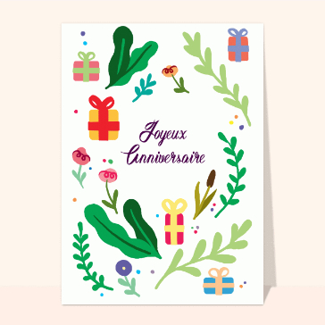 Anniversaire feuilles et cadeaux