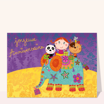 Éléphant d`anniversaire et ses amis