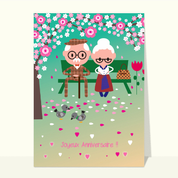 Carte anniversaire : Anniversaire sous un cerisier fleuri