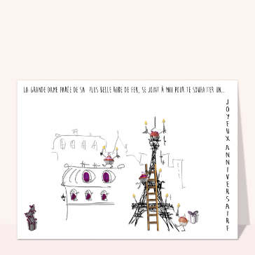 Carte Joyeux anniversaire de la tour Eiffel
