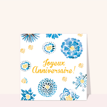 Anniversaire fleurs bleues et jaunes