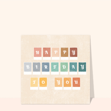 Carte Happy birthday to you pantone