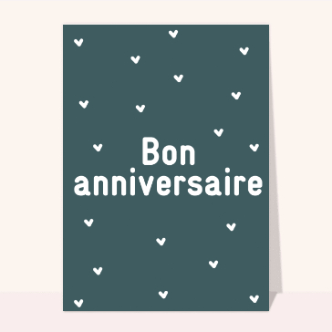 Carte Bon anniversaire entouré de petits coeurs