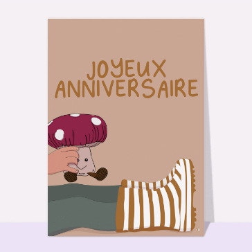 Carte Joyeux anniversaire et petit champignon