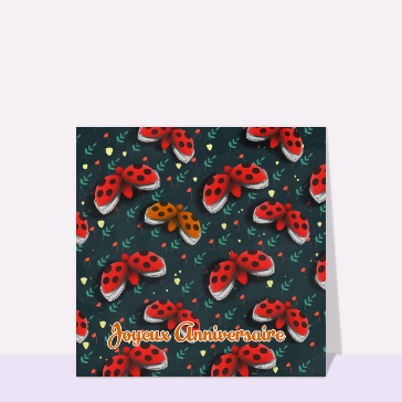 Carte Joyeux anniversaire petites coccinelles