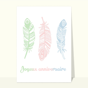 Carte Joyeux anniversaire et quelques plumes
