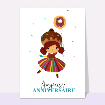 Carte Joyeux anniversaire petite fille gourmande