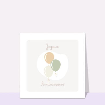 Joyeux anniversaire ballons couleurs pastelles Cartes anniversaire