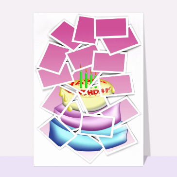 Carte gateau d'anniversaire : Polaroïde gateau d'anniversaire