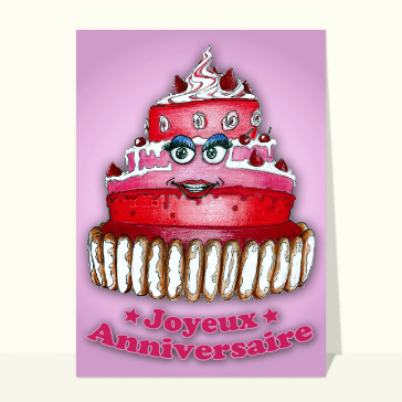 Joyeux anniversaire gros gâteau rose