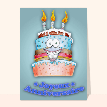 Gâteau bleu d'anniversaire souriant