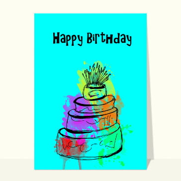 Carte gateau d'anniversaire : Happy birthday crayonné de gâteau d'anniversaire