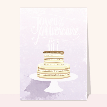 Carte gateau d'anniversaire : Gâteau d'anniversaire à la crème et au chocolat