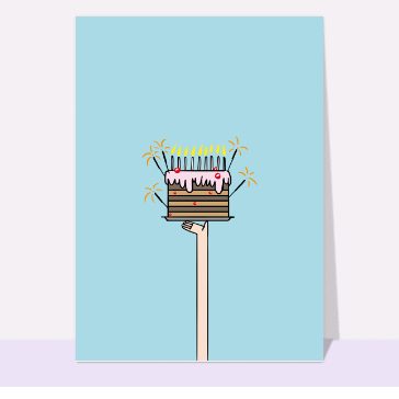 Carte gateau d'anniversaire : Un gâteau d'anniversaire à bout de bras