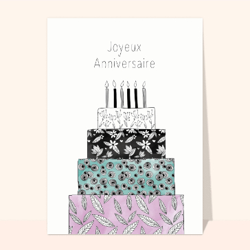 Carte gateau d'anniversaire : Gâteau d'anniversaire décoré