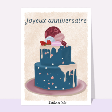 Modèle Joyeux Anniversaire Carte Gâteau Bougies Rose Voeux