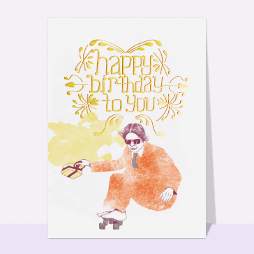 Carte joyeux anniversaire en plusieurs langues : Happy birthday skaboarder