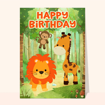Souhaiter un anniversaire : Happy birthday petit lion de la jungle