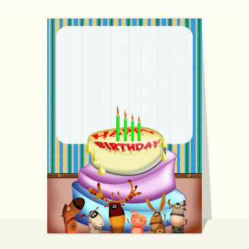 Carte anniversaire personnalisée : Happy birthday des animaux
