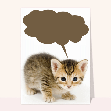 Carte anniversaire personnalisée : Bulle du petit chaton