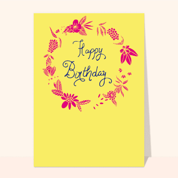 Happy birthday entouré de fleurs