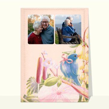 Carte anniversaire personnalisée : Anniversaire un oiseau bleu