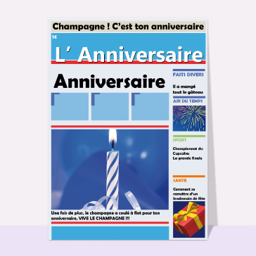 Carte anniversaire couverture de magazine : Journal d'actu l'Anniversaire