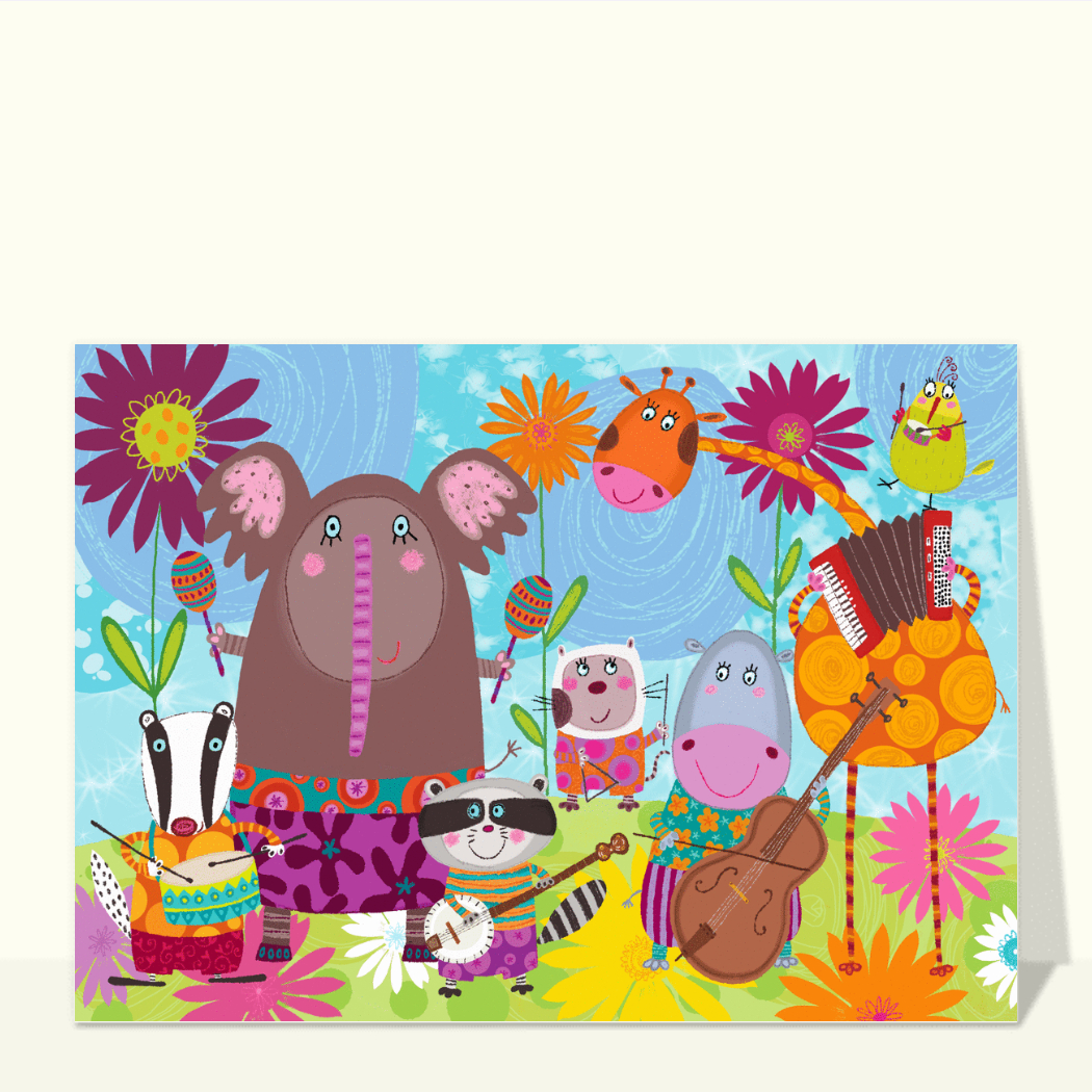 GIRAFFA GATTI CANI 3D biglietto di auguri carta arte amante degli animali Regno Unito EUR 4,18