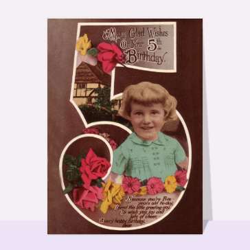 Carte ancienne pour les 5 ans