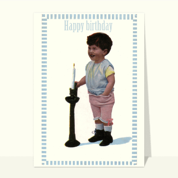 Un petit garçon et une bougie Cartes d'anniversaire anciennes en anglais