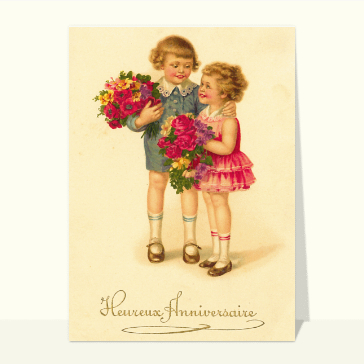 Heureux anniversaire de deux enfants souriants