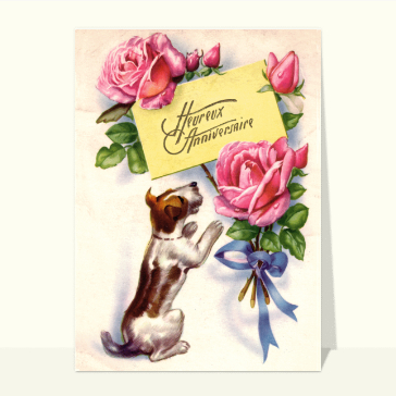 Heureux anniversaire petit chien cartes anniversaire anciennes