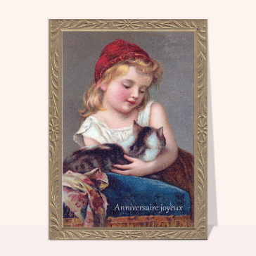 Anniversaire joyeux et petit chaton cartes anniversaire anciennes