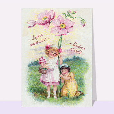 Joyeux anniversaire bonheur et santé cartes anniversaire anciennes