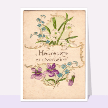 Heureux anniversaire carte ancienne
