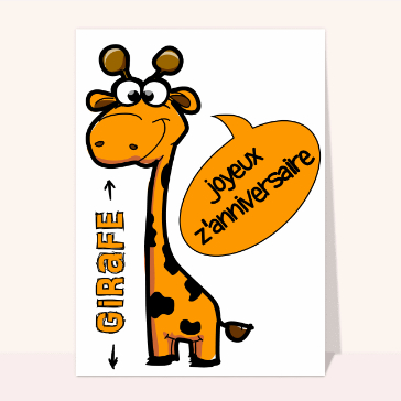 Carte anniversaire animaux rigolos : Joyeux anniversaire girafe