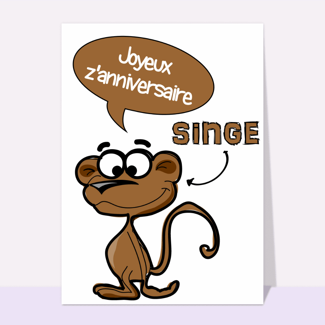 Singe amusant pour une fête d'anniversaire - envoi rapide