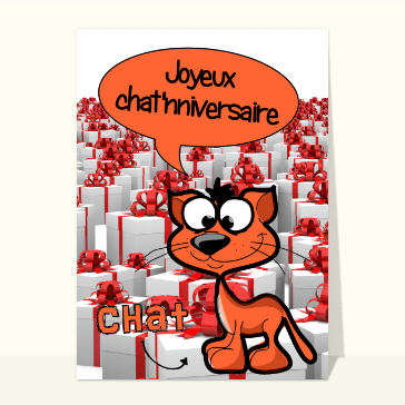 Carte d'anniversaire le chat