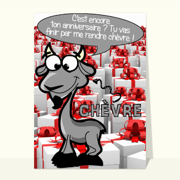 Carte anniversaire animaux rigolos : Carte d'anniversaire de la chèvre