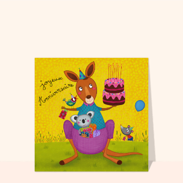 Carte Joyeux anniversaire Kangourou et Koala