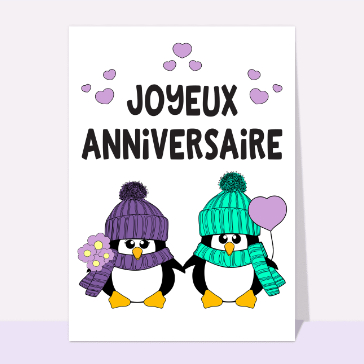Carte anniversaire animaux rigolos : Joyeux anniversaire mini penguins