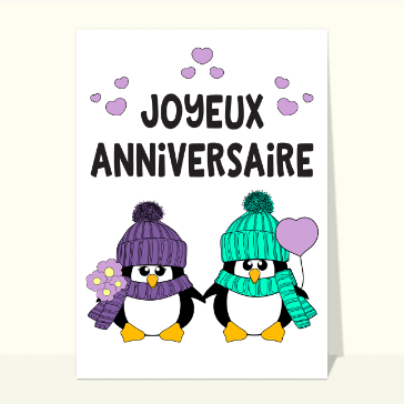 Carte Joyeux anniversaire mini penguins