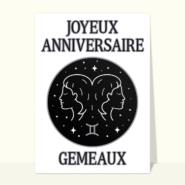 Carte Joyeux Anniversaire Gemeaux