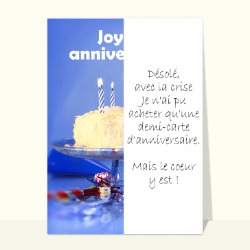 Demi-carte d'anniversaire