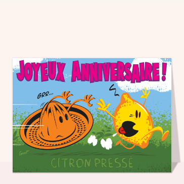 Carte Joyeux anniversaire citron pressé