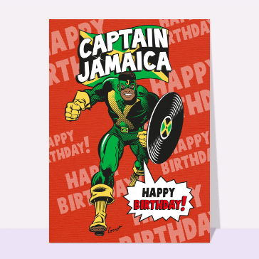 Carte anniversaire humour : Happy birthday captain jamaica rouge