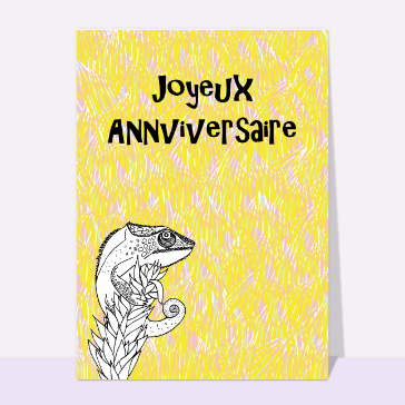 Carte anniversaire animaux : Joyeux anniversaire avec un iguane